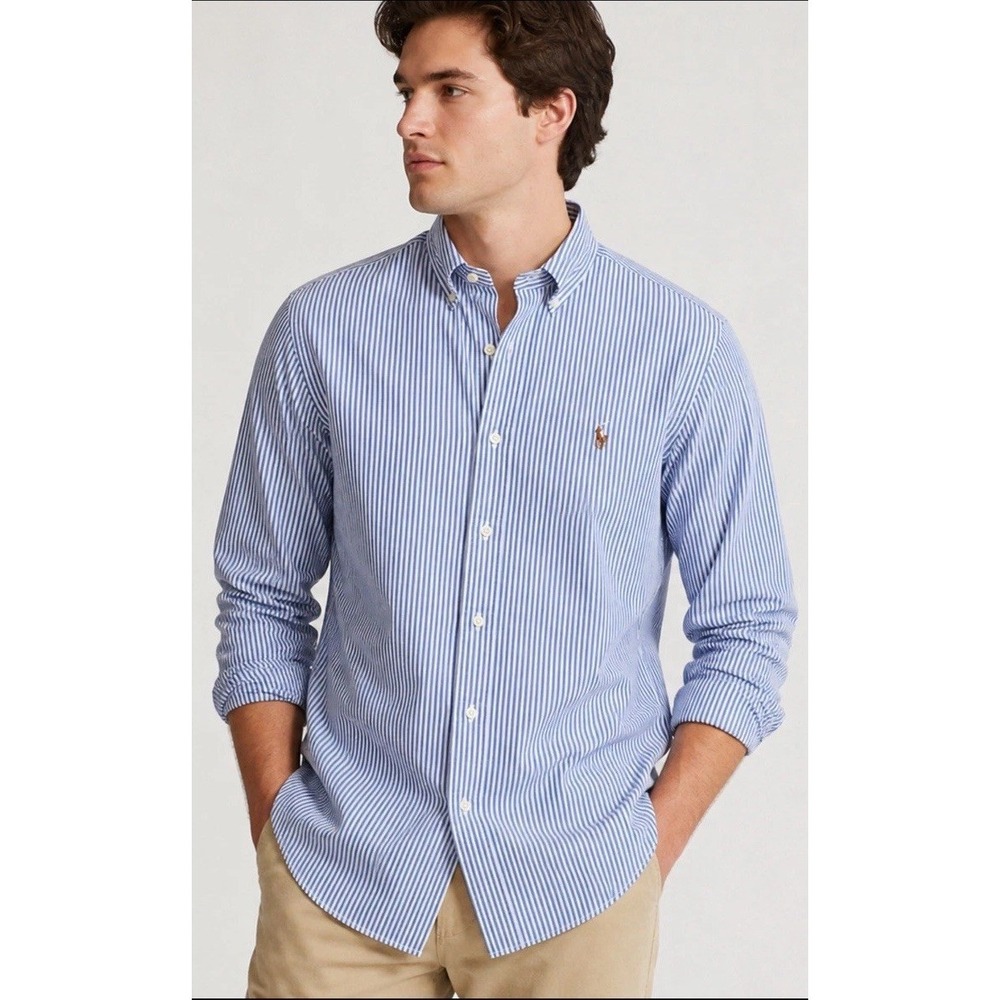 Ralph Lauren Yarmouth Men's blue/white stripe Cotton Shirt Sz 16-35